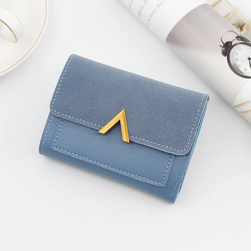 Short-Blue Кожаные женские кошельки на застежке, дамские сумочки на молнии, кошелек для монет, Женский конверт, кошелек для денег, карт, ID, держатель, сумки, кошельки с карманами - Цвет: Short-Blue