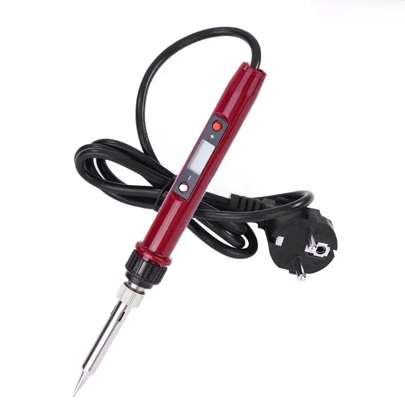 60W/80W Electric Soldering Iron Temperature Adjustable 220V 110V Welding Solder Iron Rework Station Soldering Iron Accessories - Color: 80W Red