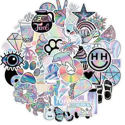 10/50PCS Laser Holographique Autocollants De Bande Dessinée Bagage à Roulettes Mignon BRICOLAGE Graffiti Cool Fille Dégradé Mixte VSCO Autocollant 