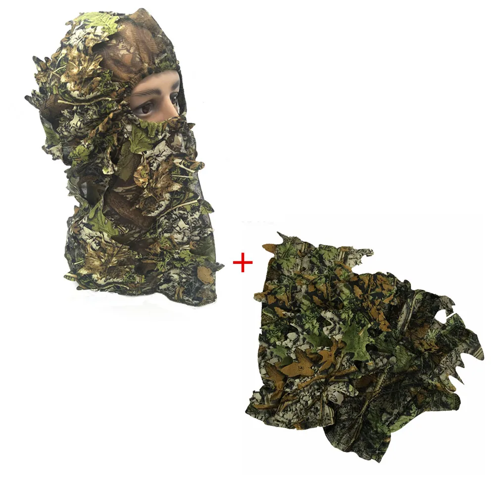 Super 3D Maple Leaves Bionic Camouflage Hunting Fishing Hat CS Combat Cosplay Breathable Mesh Head Cover Jungle Photography Hat