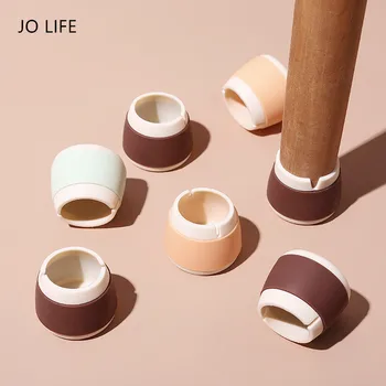 

JO LIFE 4PCS/SET Silicone Non-slip Table Chair Leg Caps Square/Round Shape Furniture Floor Feet Cover Protector Pads