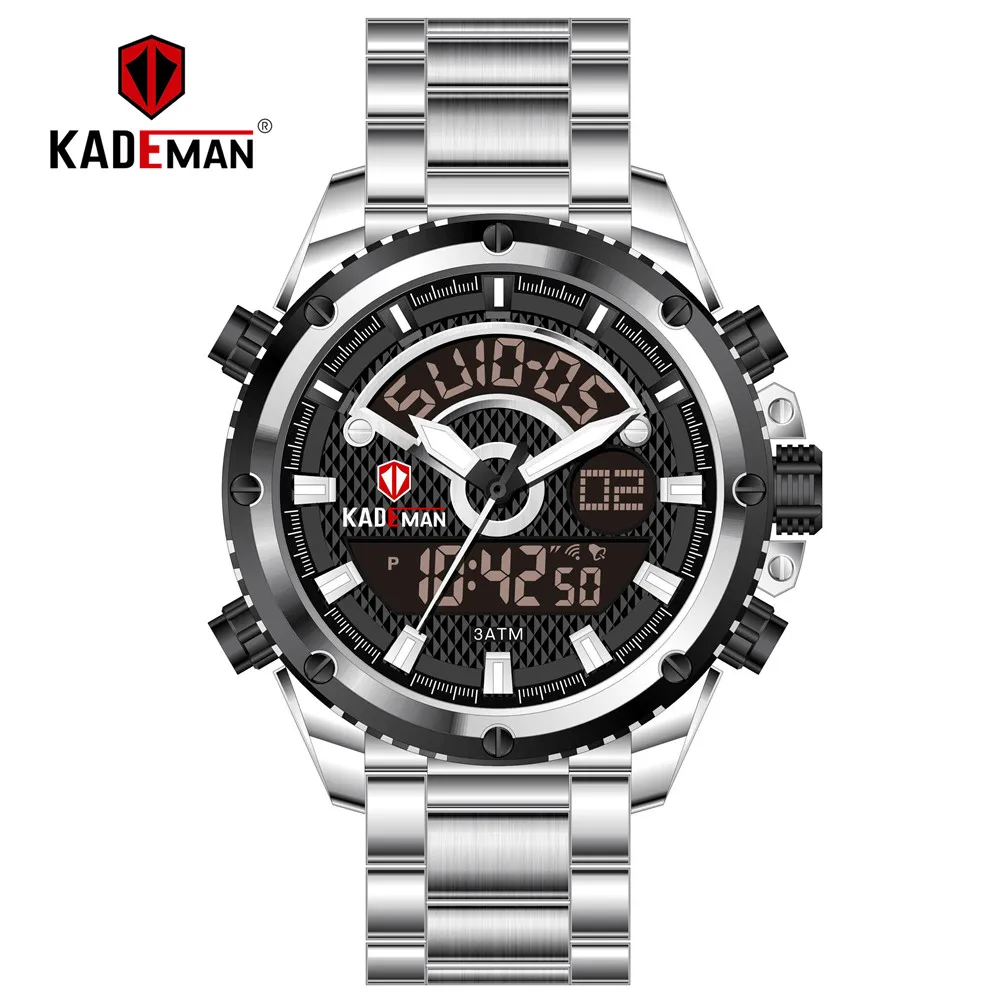 KADEMAN, мужские часы, модные спортивные наручные часы, водонепроницаемые, двойной дисплей, цифровые часы, военные, армейские, мужские часы, Relogio Masculino