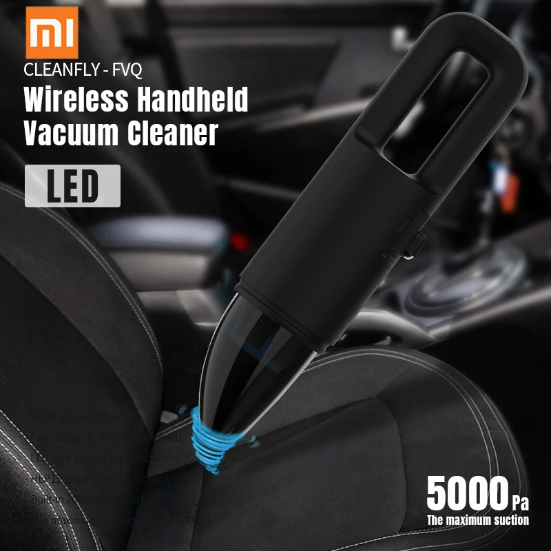 

Xiaomi Cleanfly - FVQ Portable Wireless Handheld Vacuum Cleaner 2 In 1 Nozzle With LED Light Car Charger HEPA Filter From Youpin