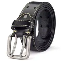 Men's Leather Double Prong Belt New Leather Belts for Men Classic Double Row Hole Belt Universal Hollowed Out Belt Jeans