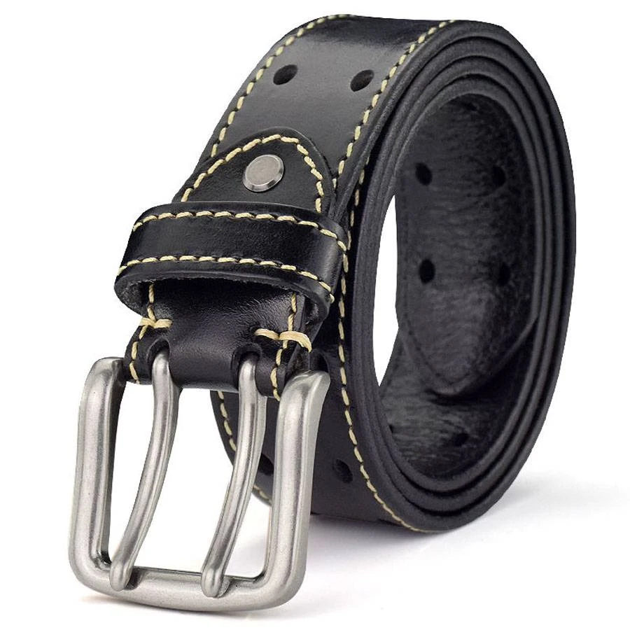mens double hole leather belts