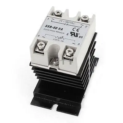 

470K Ohm 2W to AC 24-380V 60A Black Aluminum Heat Sink 1 Phase Solid State Relay