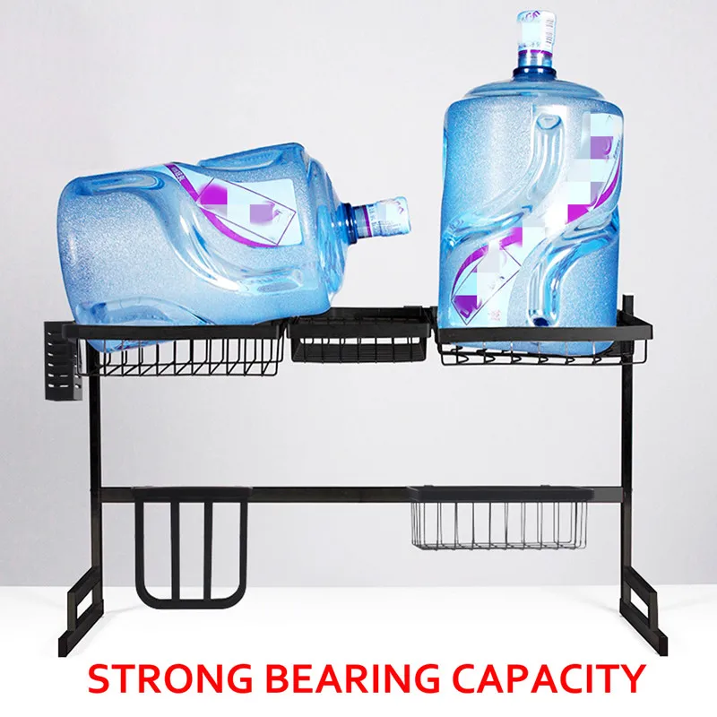 

Hot Bowl Dish Dry Rack Stainless Steel Over Sink Kitchen Organizer Storage Shelf Holder Utensils Storage Organizer in Black 65/8