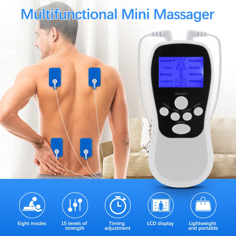 15 Level Dual Channel TENS EMS Unit Muscle Stimulator for Pain Relief Therapy Electronic Pulse Massager Body Massage Acupuncture pain relief for arthritis in feet electronic acupuncture pen laser magnet therapy pen