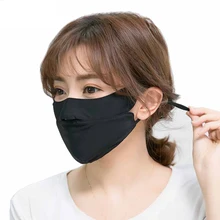 1 шт. Солнцезащитная маска для рта с открытым носом унисекс Летняя шелковая тонкая ветрозащитная моющаяся Регулируемая Маска для ушей респиратор