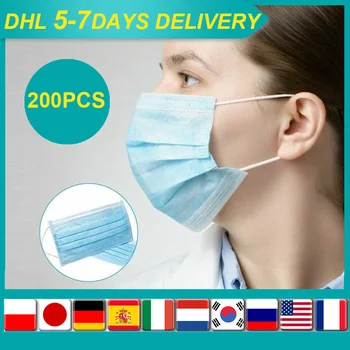 

200PCS Disposable Mask Anti-dust Safe Breathable Mouth Face Mask 3-Ply Earloop Face Filter respirator Masks Kids Adult Face Mask