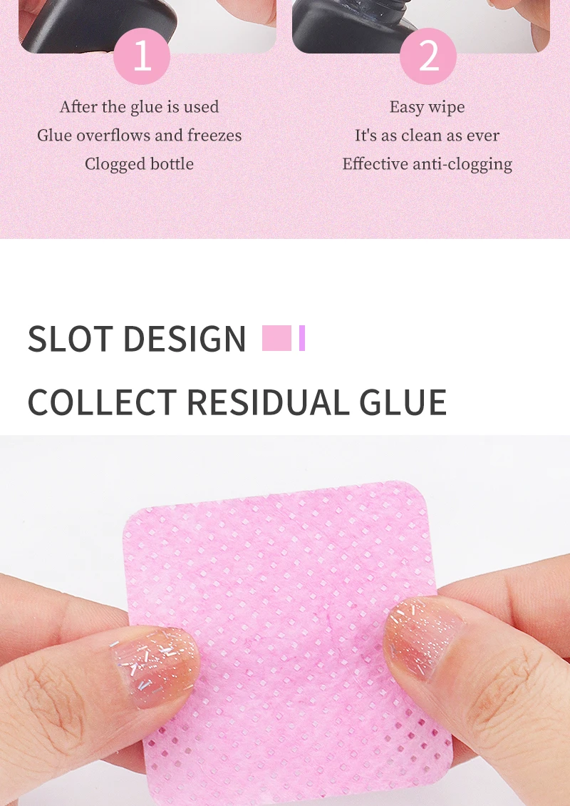 200 Pcs Lint Free Paper Cotton Wipes Eyelash Glue Remover Wipes Cleansing Cotton Sheet Nails Art Polish Makeup Clean Pads Tools