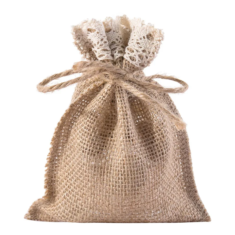 

1pcs 10*15cm Exquisite lace linen bag Gift bag Party Gift Bag Wedding gift Festival decoration storage / Gift packaging storage