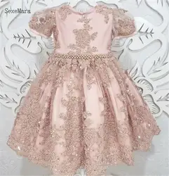 SexeMara пыльная розовая аппликация из кружевного тюля, пачка, одежда для маленьких девочек, наряд для малышей, праздничное платье на день