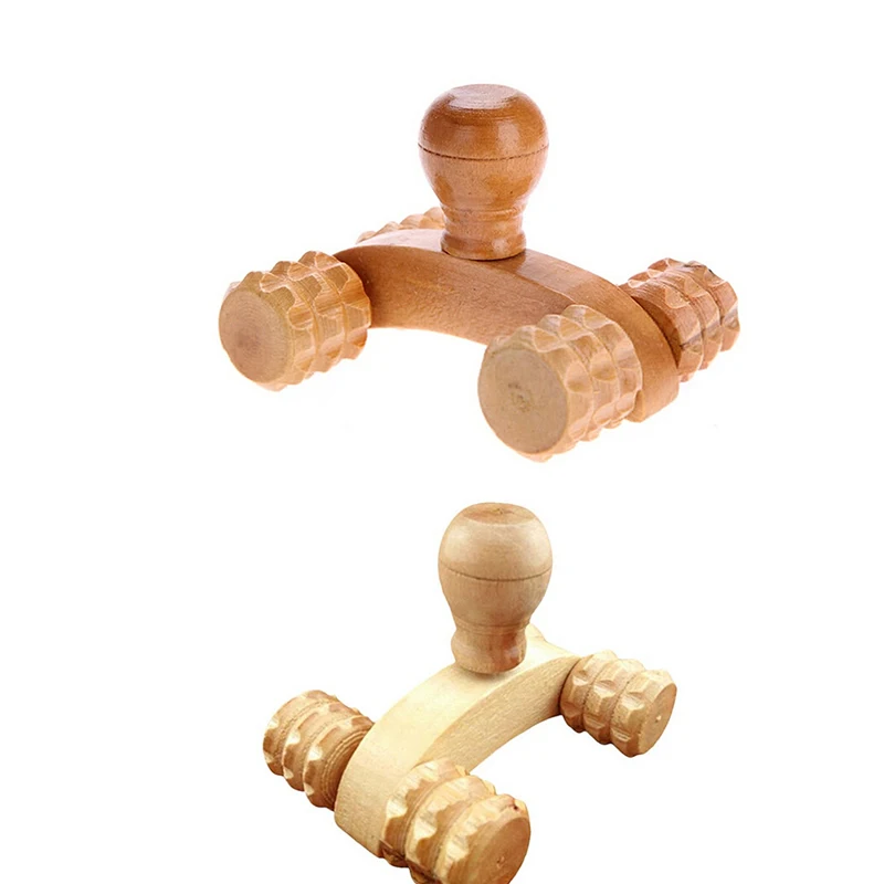 Solid Wood Full-body Four Wheels Wooden Car Roller Relaxing Hand Massage Tool Reflexology Face Hand Foot Body Therapy