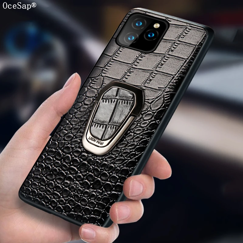 OceSap для iPhone 11 Pro Max чехол из натуральной кожи автомобильный магнитный держатель