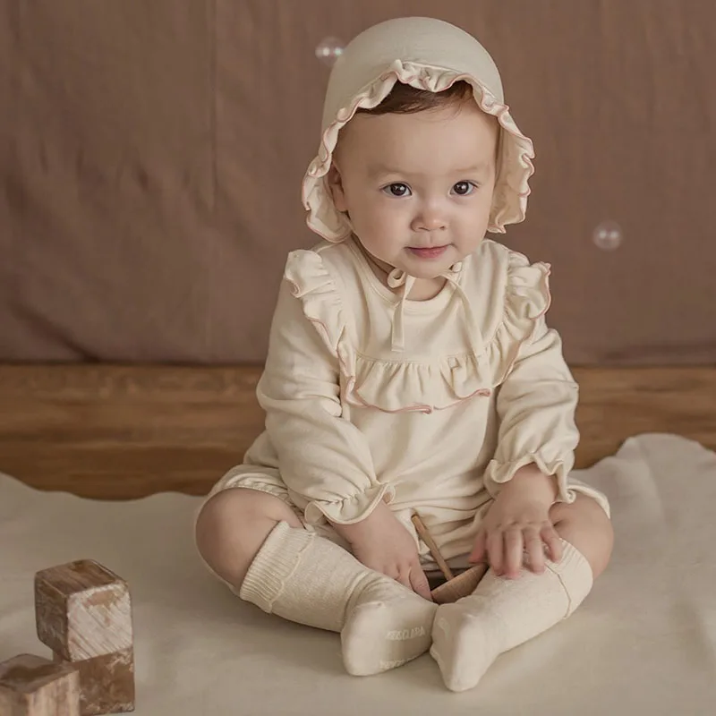 Комбинезон с принтом вишни для маленьких девочек 0-2 лет; коллекция года; сезон весна; Модная хлопковая одежда для новорожденных с длинными рукавами; Детский комбинезон