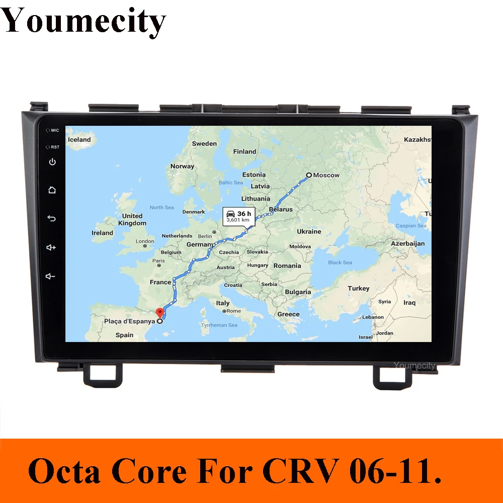 Youmecity Новинка! Android 8,1 2 DIN Восьмиядерный автомобильный dvd видео gps Navi для Honda CRV 2006-2011 ips емкостный экран 1024*600 + wifi