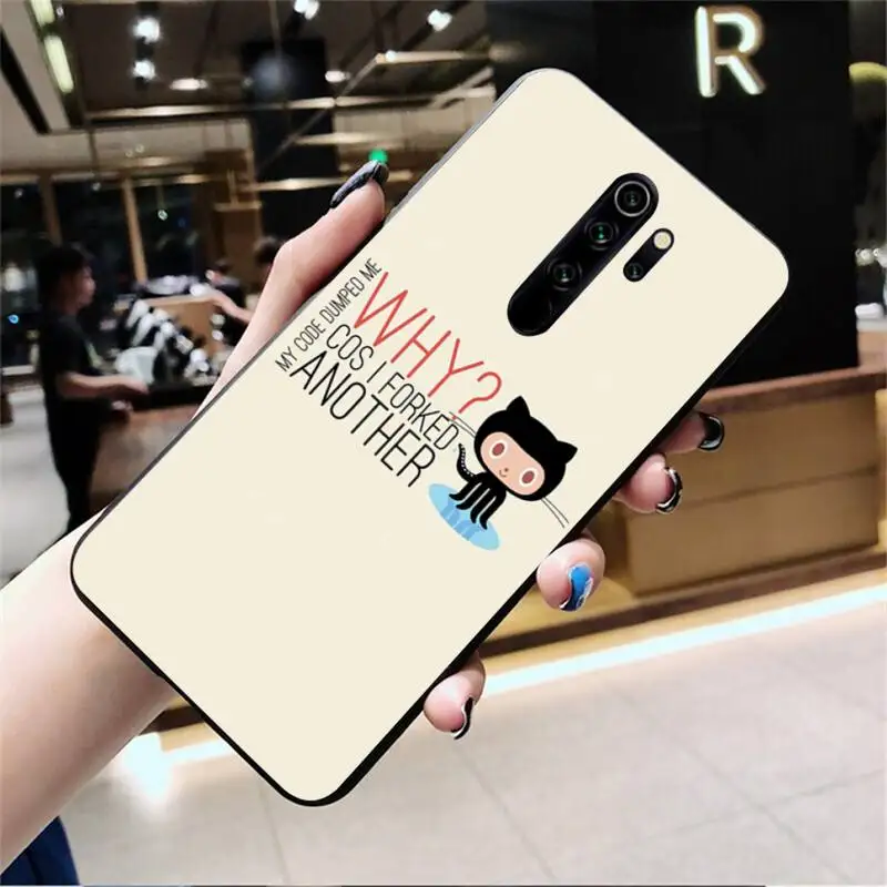 xiaomi leather case cover Social Github Programming Cat Soft Phone Case Cover for Redmi Note 9 8 8T 8A 7 6 6A Go Pro Max Redmi 9 K20 xiaomi leather case glass