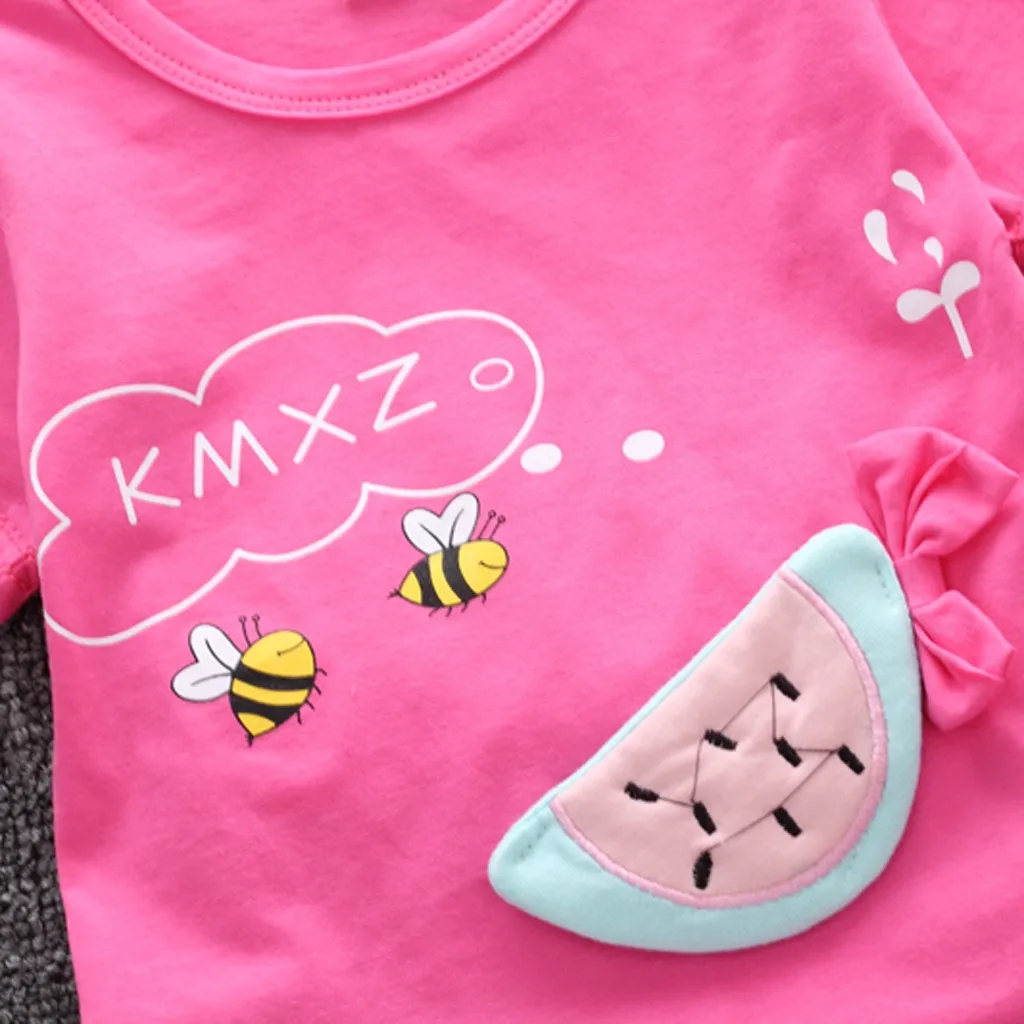 newborn clothes summer Toddler Baby Kids Girls Bee Fruit T-shirt short sleeve o-neck Tops Shorts Outfit Clothes Set baby kleding