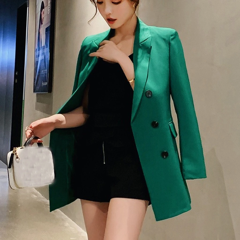 Casual Long Sleeve Solid Color Turn-down Collar Coat Lady Business Jacket Suit Coat Slim Top Women Blazers Female 902
