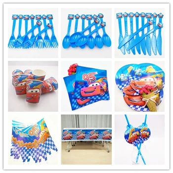 

82pcs/set Lightning Mcqueen Party Supplies Tableware Plate Cup Flag Tablecloth Napkin Birtday Party Decoration For Kid