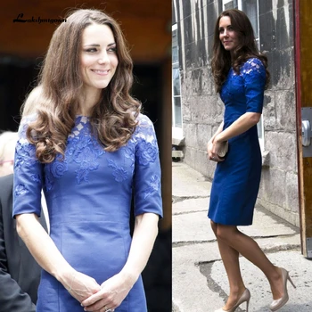 

Robe Satin Royal Blue Short Evening Party Dress Elegant Mother of The Bride Dresses for Wedding 2020 Robes de Cocktail Gowns