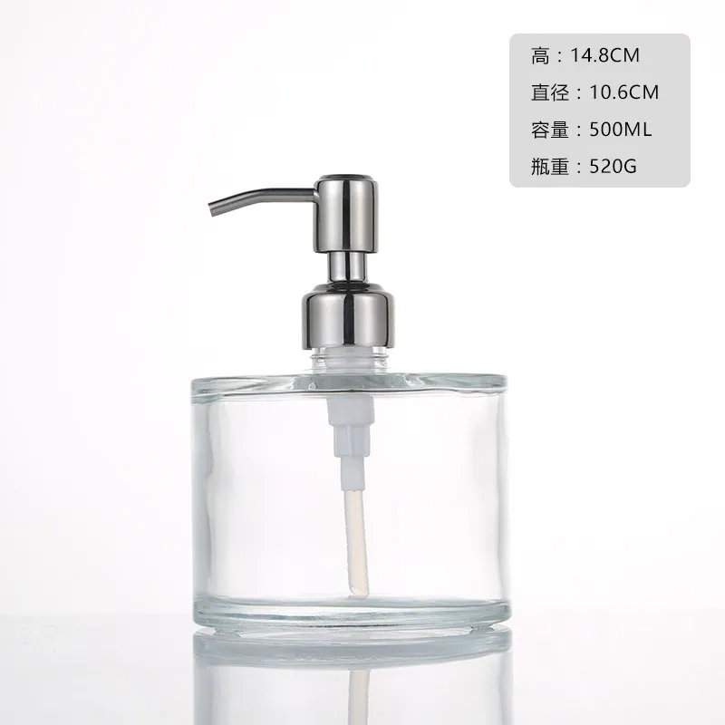 Clear Glass Soap Dispenser with Soap Pump Gold Hand Liquid Soap Saver Hand Sanitizer Holder Glass Lotion Dispenser - Цвет: silver 500ml