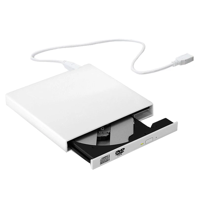 White Внешний Dvd привод Оптический привод Usb 2,0 Cd Rom плеер Cd-Rw записывающее устройство Портативный для ноутбука Windows Pc - Цвет: White