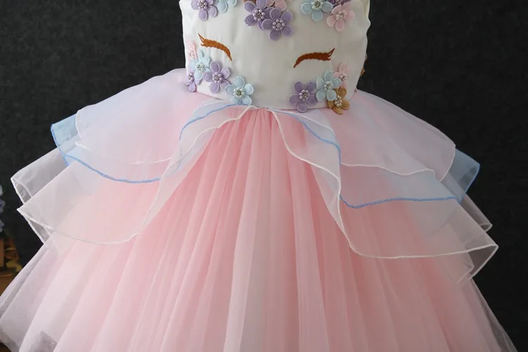 Платье с единорогом Детские платья для девочек, Костюм Золушки платье принцессы для девочек детское праздничное платье Эльзы vestidos, на возраст 2, 3, 6, 8, 10 лет