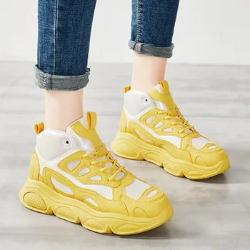 

2019 women's shoes autumn new breathable wild sports shoes women's thick bottom increased female student shoes