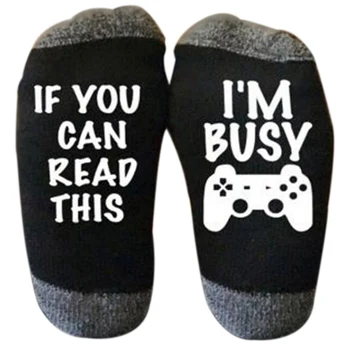 

Funny If You Can Read This I am Busy Pattern Novelty Art Christmas Gift Humour Words Socks Hipster Rock Punk Club Socks