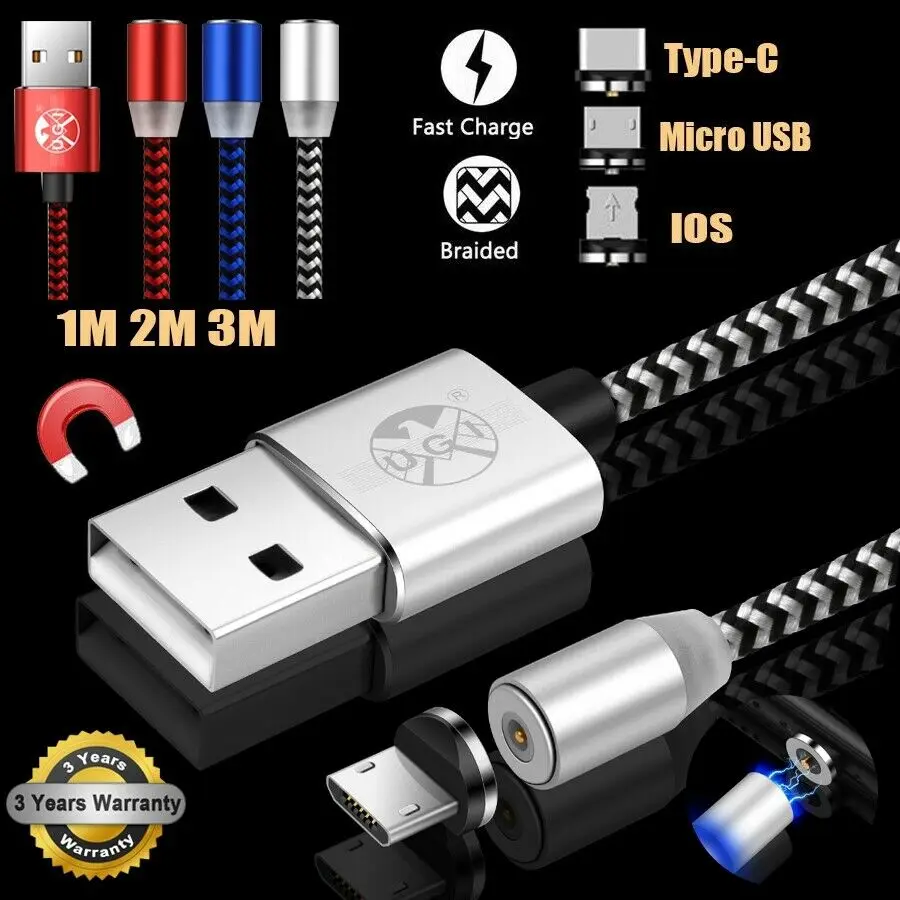 1 м/2 м/3 м Круглый Магнитный Micro usb type C кабель зарядного устройства для iPhone 8 samsung htc