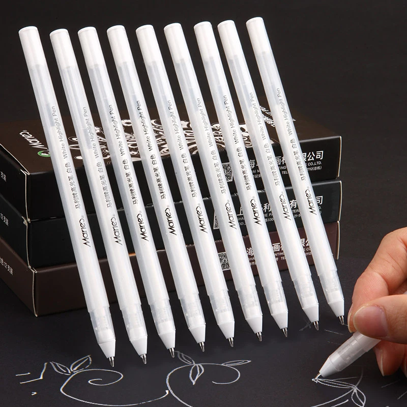 White Gel Pen Set 0.6mm Fine Tip Sketching Pens For Artists