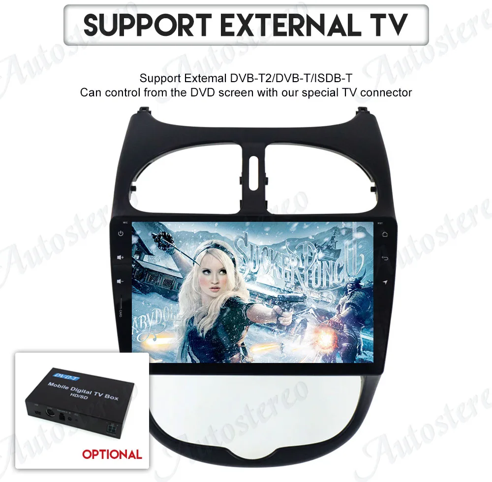 Sale AOTSR Android 9.0 Car DVD Player For Peugeot 206 Multimedia Video WIFI GPS Navigation Car Radio Stereo Steering wheel car player 32