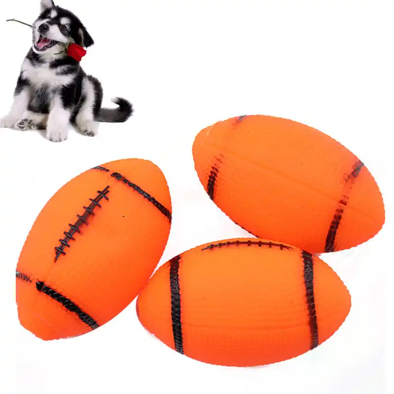 squeaky rugby ball dog toy