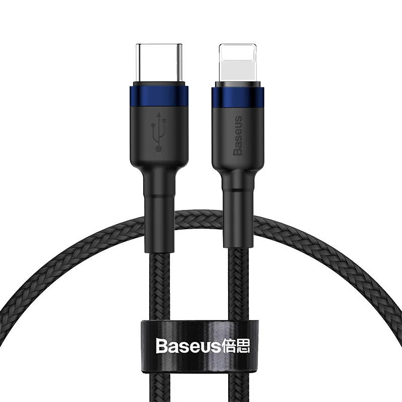 Baseus type C-USB кабель для iPhone 11 Pro Max 18 Вт PD быстрое зарядное устройство USB C для Lightning зарядный кабель для Macbook Pro провод - Цвет: Blue Black