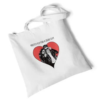 

Focal20 Streetwear Skull Print White Canvas Bag Environmental Reusable Original Handbag Foldable Large Shoulder Bag Travel Bag