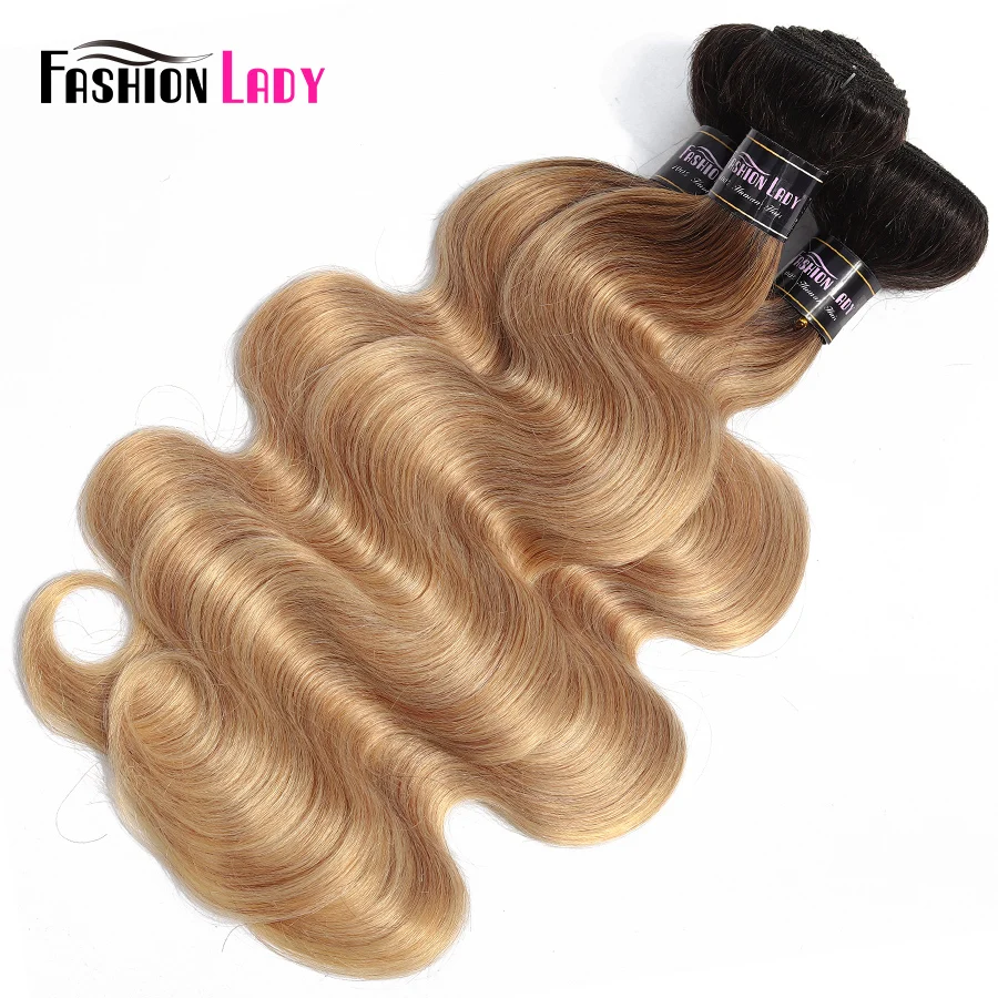 Ombre Human Hair Weave Bundles Honey Blonde T1b 27 Body Wave Bundles Brazilian Human Hair 1 Piece Non-remy Extension