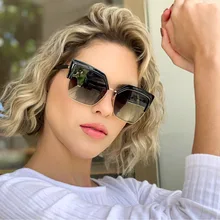 

NEW Fashion 2021 Brand Vintage Cat Eye Square Women's Sun Glasses Luxury Retro Female Glasses Trendy Women Sunglasses Oversized