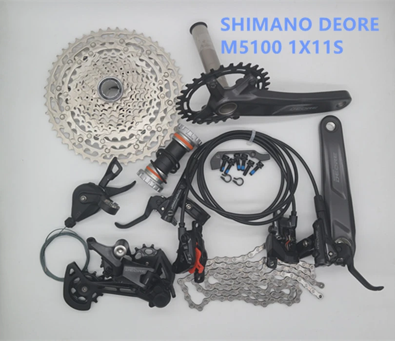 SHIMANO Grupo de cambio de marchas deore M5100 para bicicleta de montaña, 1x11 s, con freno m6100, cassette 11 51T 11 42T|Desviador bicicleta| - AliExpress