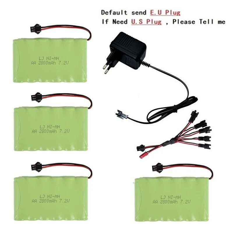SM Plug) Ni-MH 7,2 v 2800mah батарея+ 7,2 v зарядное устройство для Rc игрушечного автомобиля танка поезд Робот Лодка пистолет 5* AA 7,2 v перезаряжаемый аккумулятор - Цвет: Peacock Blue