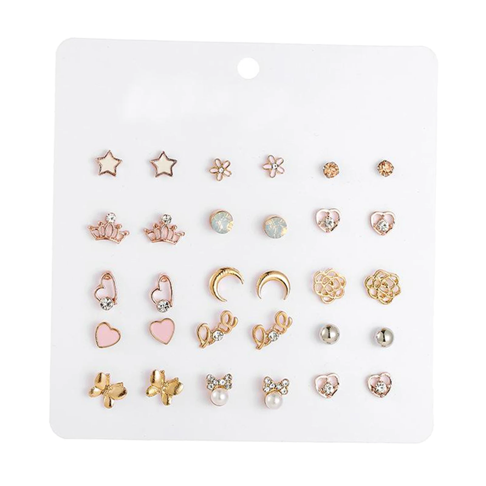 15 Pairs/Pack Girl Stud Earrings Set Pretty Ear Studs For Kids Children Wholesale Jewelry