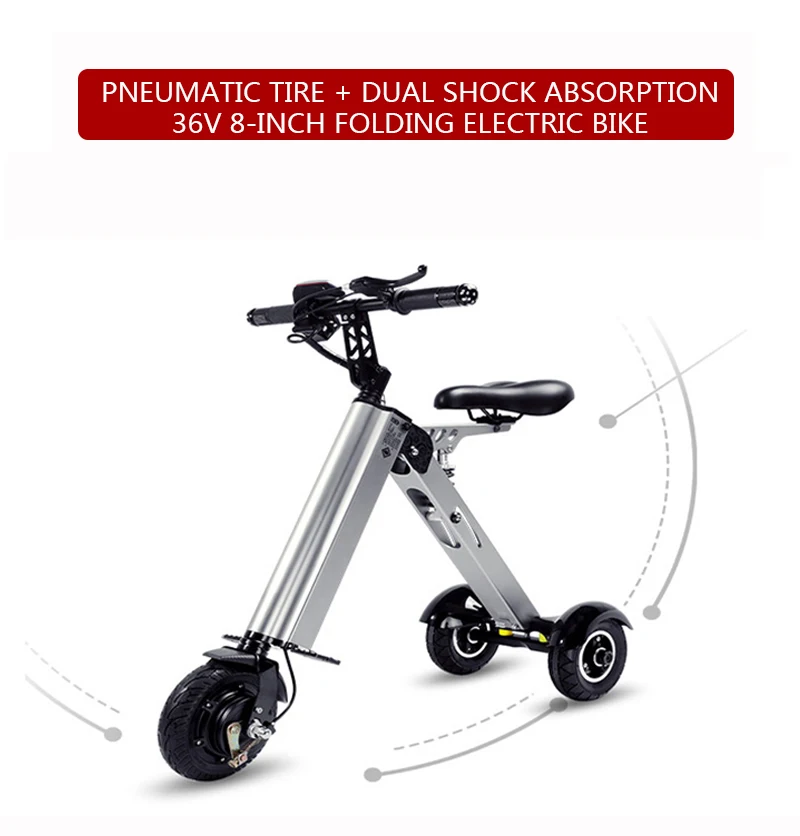 K7S Simple Shape Mini E-Bike Three-wheel Foldable Electric Scooter For Adult Intelligent Electric Bike Bicycle 250W 36V 7.8Ah