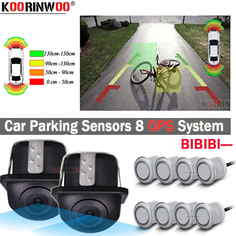 

Koorinwoo Dual CPU Visible Front Sensors Car Parktronic 18.5MM Parking Video Sensors 8 Radars Reverse Radar Alert Parking Camera