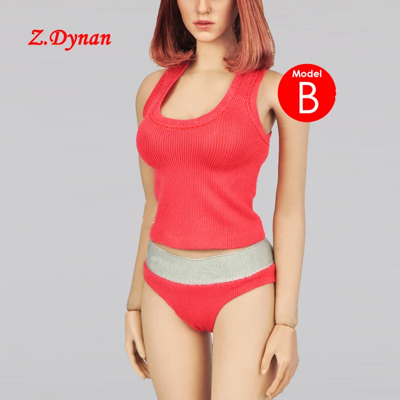 1/6 scale female Tank Top Underwear Set RED for Phicen TBLeague female figure 