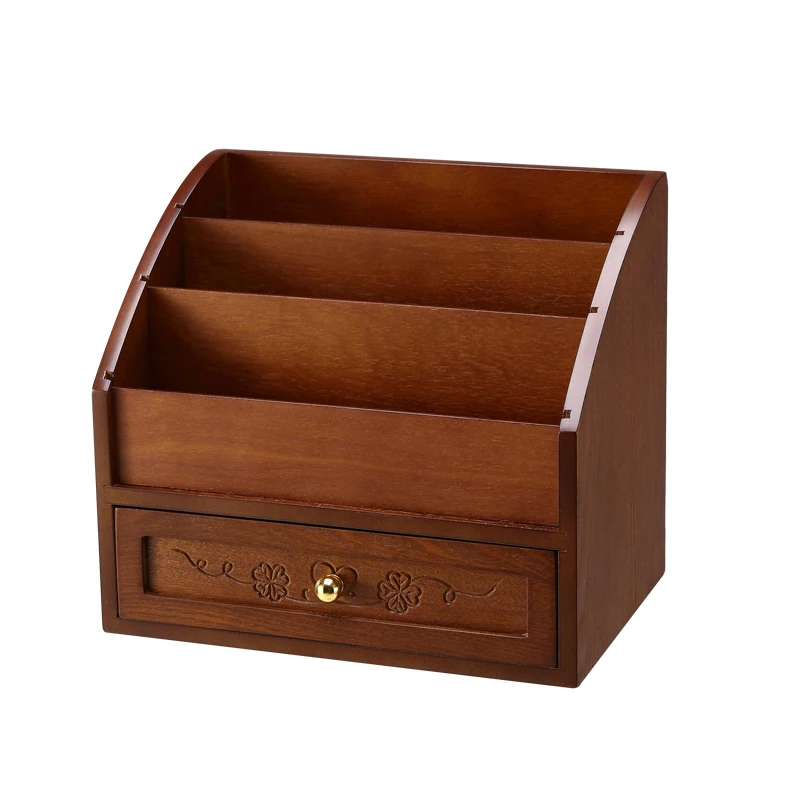 

Wooden makeup box desktop cosmetic storage box with drawer European retro simple multi-function dressing box Wedding gift
