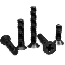

50pcs M1 M1.2 M1.4 M1.6 M2 M2.5 M3 M3.5 M4 GB819 Mini Small Micro Black Steel Cross Phillips Flat Countersunk Head Screw Bolt