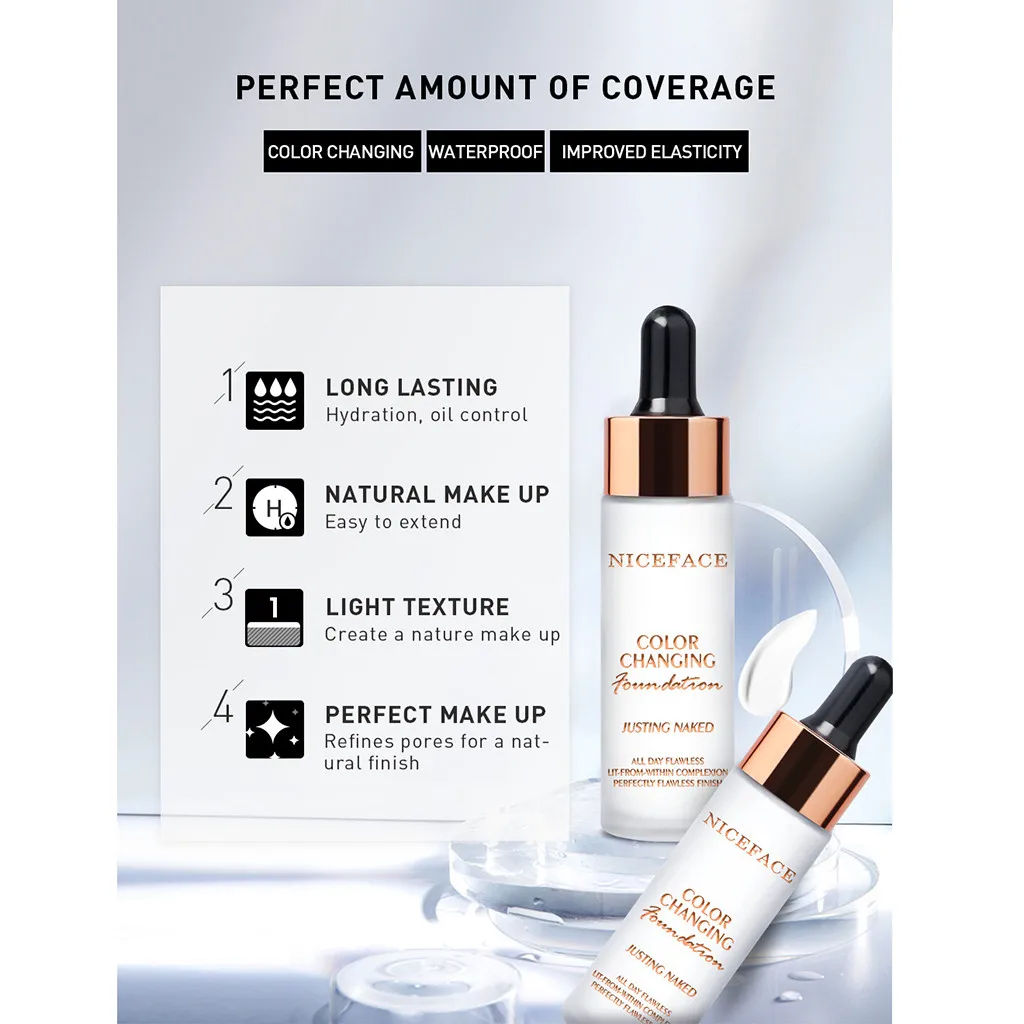 Color Changing Liquid Foundation Makeup Change To Your Skin Tone Concealer Liquid Foundation Makeup Brightening Concealer