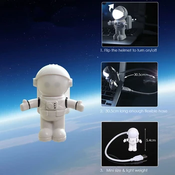 

USB LED Night Light Astronaut Spaceman Night Lamp Flexible Bendable Keyboard Light for Computer PC Lamp Desk Light