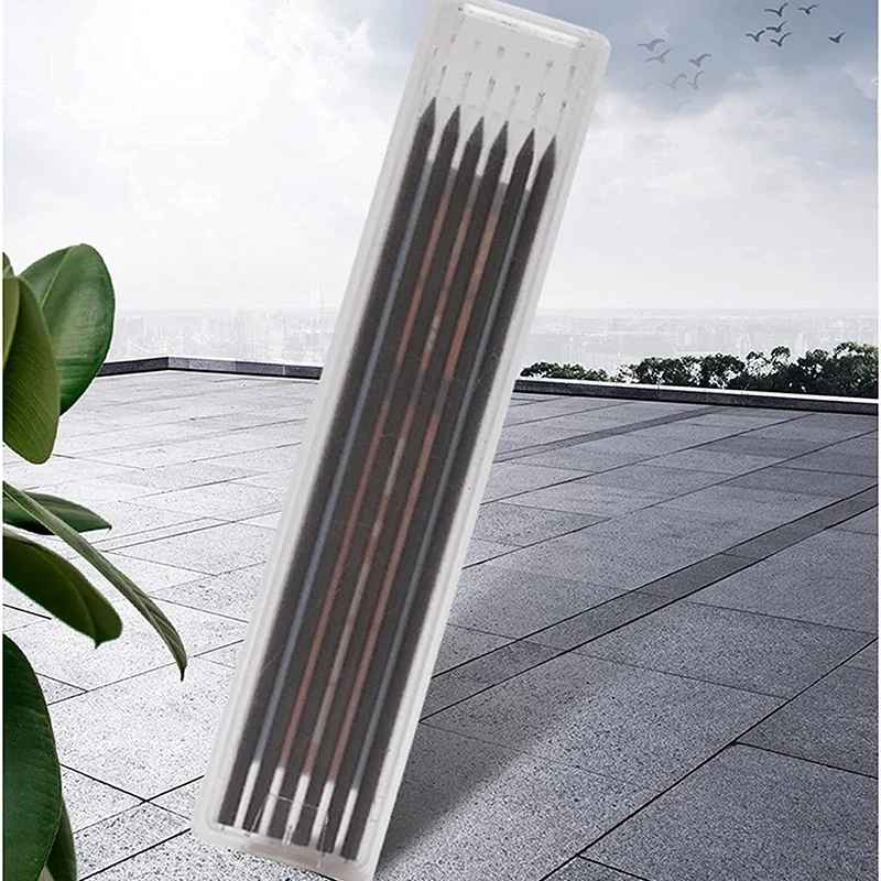Solid Carpenter Pencil Set with 7 Refill Leads, Built-in Sharpener, Deep Hole Mechanical Pencil Marker Marking Tool